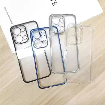 Роскошный прозрачный чехол с покрытием краев для OPPO Reno 13 12 11 10 9 8 7 Pro Plus, оригинальная гальваническая рамка, противоударный чехол, тонкий жесткий защитный чехол Reno 13 прозрачный