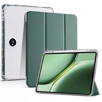 Роскошный прозрачный кожаный чехол-книжка для планшета OnePlus Pad Pro Oppo Pad 2 12.1 с прозрачной задней панелью, мягкий на ощупь, противоударный защитный чехол OnePlus Pad Pro 12.1 чёрный