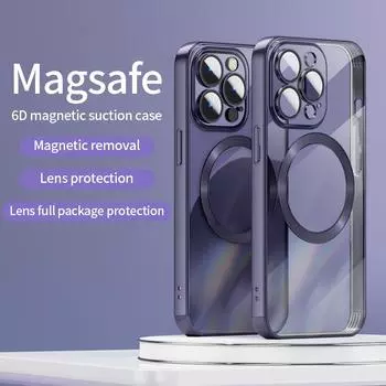 Роскошный прозрачный магнитный чехол для беспроводной зарядки Magsafe для Iphone 14 13 12 Pro Max, защитный силиконовый чехол для объектива, принципиально For iPhone 12