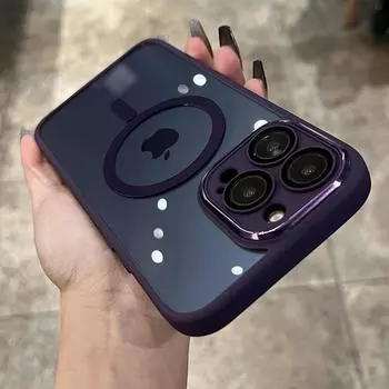 Роскошный прозрачный магнитный чехол для Magsafe для IPhone 15 Pro Max 14 13 12, стекло с беспроводной зарядкой, защита объектива, акриловый противоударный чехол For iPhone 15 белый