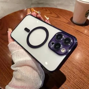 Роскошный прозрачный магнитный чехол для телефона с беспроводной зарядкой для iPhone 11 12 13 14 15 Pro Max Plus Magsafe, прозрачный бампер For iPhone 11Pro