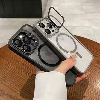 Роскошный прозрачный магнитный чехол для зарядки Magsafe для iPhone 15 14 13 12 Pro Max 15 Plus, защитный кронштейн для объектива For iPhone 15&Case & Holder