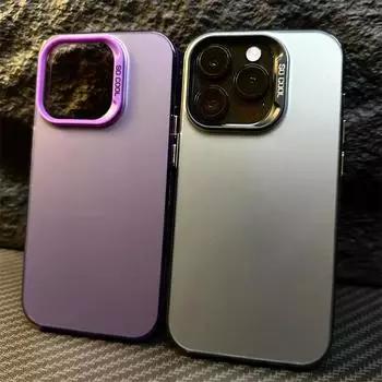 Роскошный прозрачный матовый чехол с лазерным металликом Aurora Color для iPhone 11 12 13 14 Pro Max, жесткий акриловый противоударный чехол-бампер iPhone 14 Pro Max чёрный