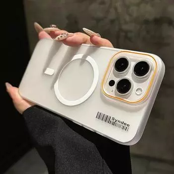 Роскошный прозрачный матовый магнитный чехол для iPhone 16 15 14 13 12 11 Pro Max для оригинальной беспроводной зарядки MagSafe, жесткий чехол для ПК For iPhone 16 Pro Max белый