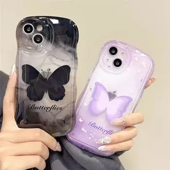 Роскошный прозрачный мягкий чехол для телефона Butterfly для iPhone 13 12 11 14 15 16Pro Max 14 Plus, милый прозрачный силиконовый чехол с волнистыми фигурами For iPhone 12