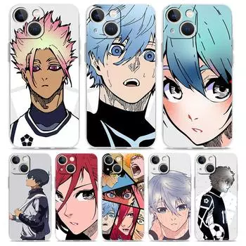 Роскошный прозрачный мягкий чехол для телефона с синим замком в стиле аниме для iPhone 14 13 12 11 Pro Max XS X XR SE 7 8 Plus, противоударный защитный чехол iPhone XS Max