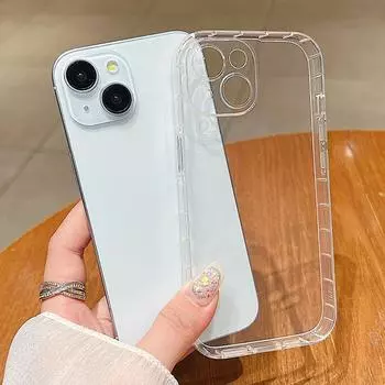 Роскошный прозрачный мягкий чехол TPU для iPhone 16 Pro 15 14 Pro Max 13 Pro 12 11 XS 7 8 SE ударопрочный прозрачный тонкий чехол для задней панели телефона iPhone 15 прозрачный