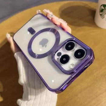 Роскошный прозрачный мягкий силиконовый чехол для телефона Iphone 11 12 13 14 Pro Max, прозрачный магнитный чехол с беспроводной зарядкой Magsafe For iPhone 12