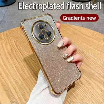 Роскошный прозрачный противоударный чехол с блестками с гальваническим покрытием для Honor Magic 7 6 5 4 Lite 200 90 Smart 100 80 70 60 50 Pro 50SE Мягкая накладка Honor Magic 7