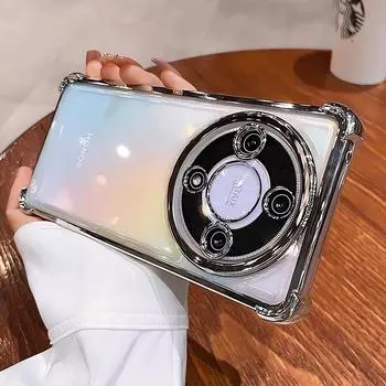 Роскошный прозрачный противоударный чехол с покрытием для Huawei Honor Magic 4 4pro 5 5pro 6 6pro 7 7pro X9A X9B Hard Armor Cover Magic5 чёрный