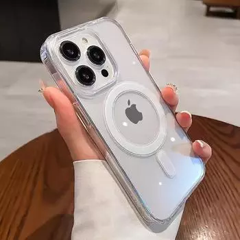 Роскошный прозрачный силиконовый чехол для Magsafe для iPhone 15, 14, 13, 12, 11, 15 Pro Max, чехлы для телефонов, прозрачный бампер, противоударный мягкий чехол For iPhone 15 Plus