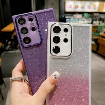 Роскошный прозрачный силиконовый чехол с блестками для Samsung S23 22 21 Ultra Plus S20 FE, защитный чехол для объектива камеры Samsung S20 FE белый