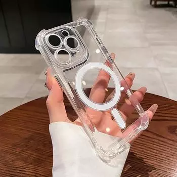 Роскошный прозрачный силиконовый взрывозащищенный чехол для iPhone 15 14 13 12 11 Pro Max Plus Magsafe, новый чехол с магнитной беспроводной зарядкой For iPhone 15