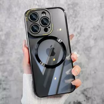 Роскошный прозрачный стеклянный чехол для камеры, защитный чехол для мобильного телефона iPhone 15, 14, 13, 12 Pro Max, прозрачный магнитный чехол Magsafe, задняя крышка For iPhone 13 Pro