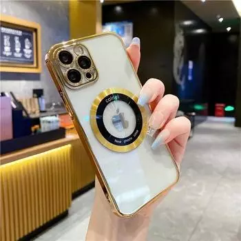 Роскошный прозрачный защитный чехол Magsafe с магнитным покрытием и рамкой для Apple iPhone 15 14 13 12 11 Pro Max Plus, чехол для беспроводной зарядки For iPhone 13Pro