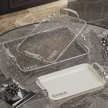 Роскошный прямоугольный поднос — модный предмет высокого класса для чашек чая и десертов