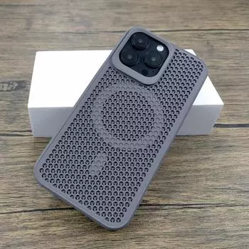 Роскошный рассеиватель тепла для магнитного чехла Magsafe для iPhone 16 15 14 Plus 13 12 11 Pro Max охлаждающий дышащий чехол для беспроводной зарядки For iPhone 16 Pro Max белый