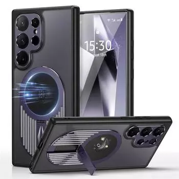 Роскошный рассеиватель тепла для магнитного чехла Magsafe для Samsung Galaxy S24 S23 S22 Ultra с беспроводной зарядкой и ароматерапевтическим охлаждающим чехлом For Samsung S24 Ultra чёрный