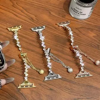 Роскошный ремешок для Apple Watch Series 9/8/7/6/5/4/3/2/1/se, браслет для часов с кристаллами, подвеска для часов Iwatch ultra 38, 40, 41, 44, 45, 49 мм, аксессуары для часов 38 40 41mm золотой