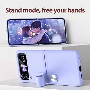 Роскошный ремешок на руку, простой кожаный кронштейн для Samsung Galaxy Z Flip 4 3 5g, складной противоударный защитный чехол, аксессуар для задней крышки for Galaxy Z Flip 4 зелёный