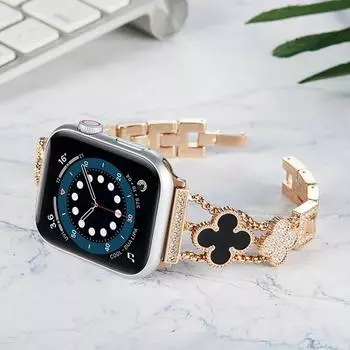 Роскошный ремешок с бриллиантами для Apple Watch 38 мм 40 42 мм 44 мм 41 45 мм 49 мм для iWatch Series 8 7 6 5 4 3 se женский ремешок из нержавеющей стали 38mm 40mm 41mm
