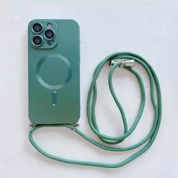 Роскошный ремешок-шнурок матовый для чехлов Magsafe для iPhone 15 14 13 12 11 Pro Max Plus беспроводной зарядки ремешок через плечо чехол для шнура For iPhone 11 серебряный