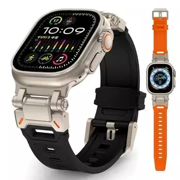 Роскошный резиновый ремешок для Apple Watch Band Ultra 2, 1, 49 мм, 45 мм, 44 мм, 42 мм, мягкий спортивный ремешок для iWatch Series 9, 8, 7, 6, 5, аксессуары для браслетов 42mm