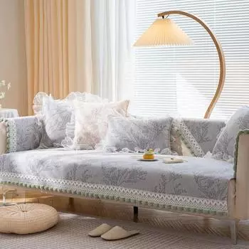 Роскошный секционный чехол для дивана в стиле ретро для гостиной, романтический синель, кружевное полотенце для дивана, нескользящий защитный чехол для дивана 70x70cm 1pc