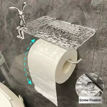 Роскошный серебристый держатель для туалетной бумаги с полкой, без перфорации, акриловый держатель для рулонной бумаги, вешалка для салфеток, аксессуары для ванной комнаты серебряный