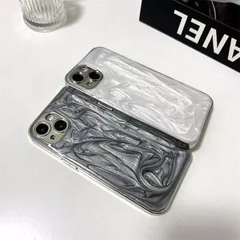 Роскошный серебряный чехол с гальваническим покрытием для капель чернил для iPhone 15 Pro Max 14 Plus 13 12 Pro 11, универсальный защитный чехол от падения iPhone 15 Pro Max белый