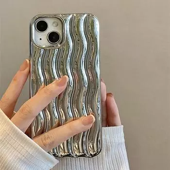 Роскошный серебряный гальванический чехол с 3d волнистым покрытием для Iphone 14 Pro Max 13 12 11 14 Plus с фиолетовым противоударным покрытием For iPhone 12 Pro серебряный