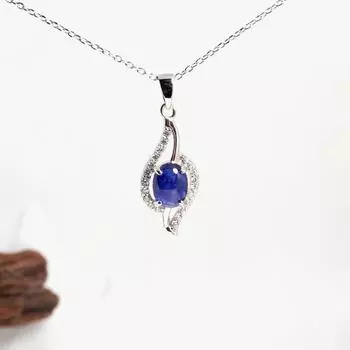 Роскошный серебряный кулон с натуральным стеклянным сапфиром, камень, родившийся в сентябре, подарок на годовщину, банкет или день рождения для леди m синий