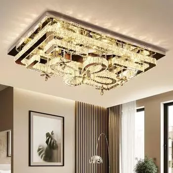 Роскошный серебряный потолочный светильник для гостиной, современные хрустальные потолочные светильники для спальни, светодиодные потолочные светильники для столовой, хрустальные светильники для кухни Warm White