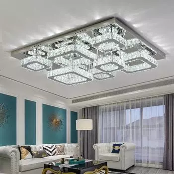 Роскошный серебряный потолочный светильник для гостиной, современные хрустальные потолочные светильники для спальни, светодиодные потолочные светильники для столовой, хрустальные светильники для кухни