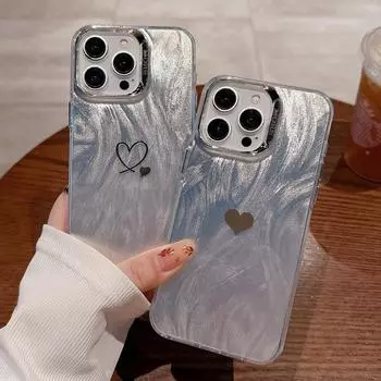 Роскошный серебряный зеркальный чехол с рисунком сердечек для iPhone 11 12 13 14 15 Pro Max, противоударный защитный чехол для камеры, мягкая задняя крышка из ТПУ For iPhone 11Pro Max
