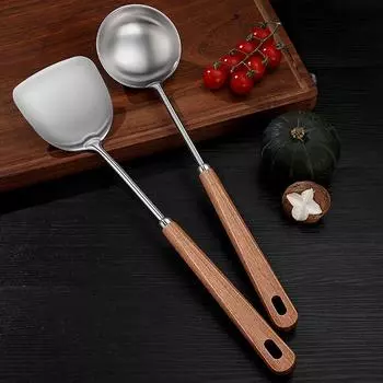 Роскошный сертификат LFGB 316L из нержавеющей стали с деревянной ручкой кухонный набор лопаток ложка силиконовая лопатка для семейного кулинарного инструмента