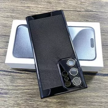 Роскошный сетчатый чехол-бампер с покрытием для рассеивания тепла для Samsung Galaxy S25 S24 S23 S22 S21 Ultra Plus, защитный чехол для объектива, противоударный чехол для телефона For Samsung S24 Ultra чёрный