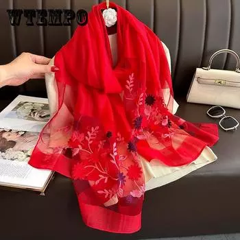 Роскошный шарф из смесового шелка — мягкая, дышащая, ветрозащитная и элегантная однотонная шаль для повседневных путешествий, пляжа и повседневной носки