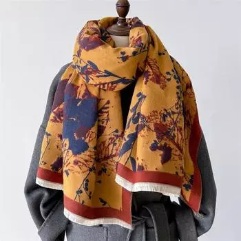 Роскошный шарф-шейный платок из пашмины для женщин, модная теплая зимняя кашемировая шаль, толстое одеяло, женская бандана-тасил