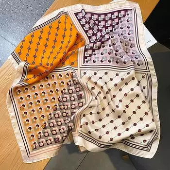 Роскошный шелковый шарф Four Seasons 2022 года, популярный стиль, головной платок с принтом, модный пляжный платок 70X70 см, новый женский дорожный маленький шарф 70X70CM