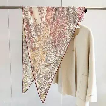 Роскошный шелковый шерстяной шарф Mulberry, треугольный шарф, офисный женский шарф-повязка для волос, женский шарф-шаль 195*125*125cm