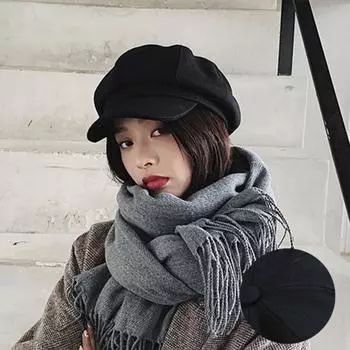 Роскошный шерстяной берет для женщин, осень-зима, кепи, ретро, черная шляпа-утконос, модные шляпы художников, корейская британская восьмиугольная шляпа