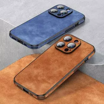 Роскошный силиконовый бампер с полной защитой, противоударный деловой кожаный чехол для телефона для Iphone 14 13 12 11 Pro Max Plus, чехол Funda For iPhone13 Pro Max коричневый