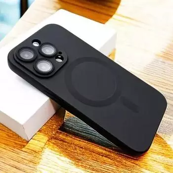 Роскошный силиконовый чехол с покрытием для беспроводной магнитной зарядки Magsafe для iPhone 16 15 14 Plus 13 12 11 Pro Max, защитный чехол для объектива телефона For iPhone 12 Pro фиолетовый