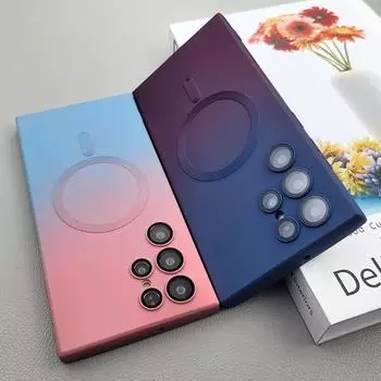 Роскошный силиконовый чехол градиентного цвета для Magsafe, чехол для Samsung Galaxy S22 S23 Ultra Plus, противоударный чехол с беспроводной зарядкой Samsung S23 Ultra синий