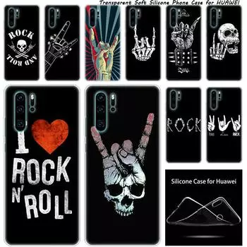 Роскошный силиконовый чехол Rock Roll череп для Huawei NOVA 3 3i 5 5i P20 P30 Pro P9 P10 P8 Lite 2017 P Smart Z Plus 2019 Модный чехол Huawei P8 Lite