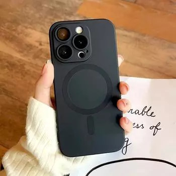 Роскошный силиконовый чехол с металлическим покрытием для Magsafe, чехол для iPhone 15, 14, 13, 12, 11 Pro Max 13Pro 14Pro Mac Mag Safe, беспроводная крышка объектива For iPhone 12 Pro