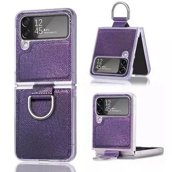 Роскошный силиконовый чехол с текстурой кожи для Samsung Galaxy Z Flip 4 Zflip4 Zflip 4 Filp4 5g 2022, защитный чехол для телефона 6,7 дюйма For Samsung Z Flip4 светло-фиолетовый