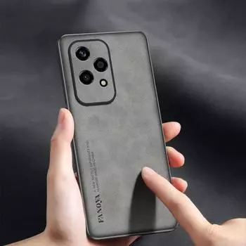 Роскошный силиконовый кожаный чехол для телефона из овчины для Honor 200Lite, мягкая защитная задняя крышка-подставка для ультратонкой защиты Honor 200 Lite коричневый