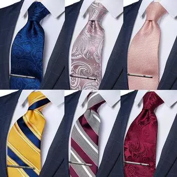 Роскошный синий шелковый галстук с узором пейсли для мужчин, мужской свадебный галстук с цветочным принтом, карманные квадратные запонки, зажимы для галстука, мужской подарок 1435